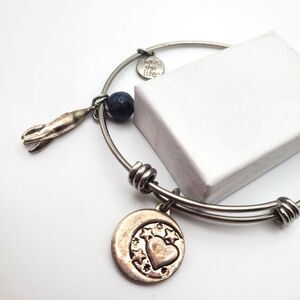 To the moon and back silver‎ tone crescent bracele love heart jewelry
